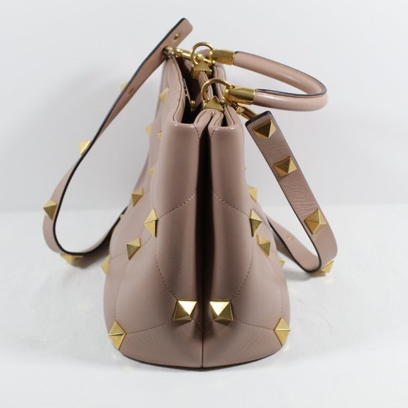 Valentino Garavani Medium Roman Stud Leather Top Handle Bag - Light Pink - Picture 4 of 12